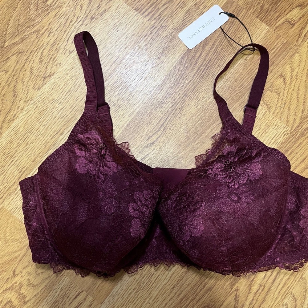 Understance Annette Flexwire Padded Plunge Bra Wine Purple 40DD